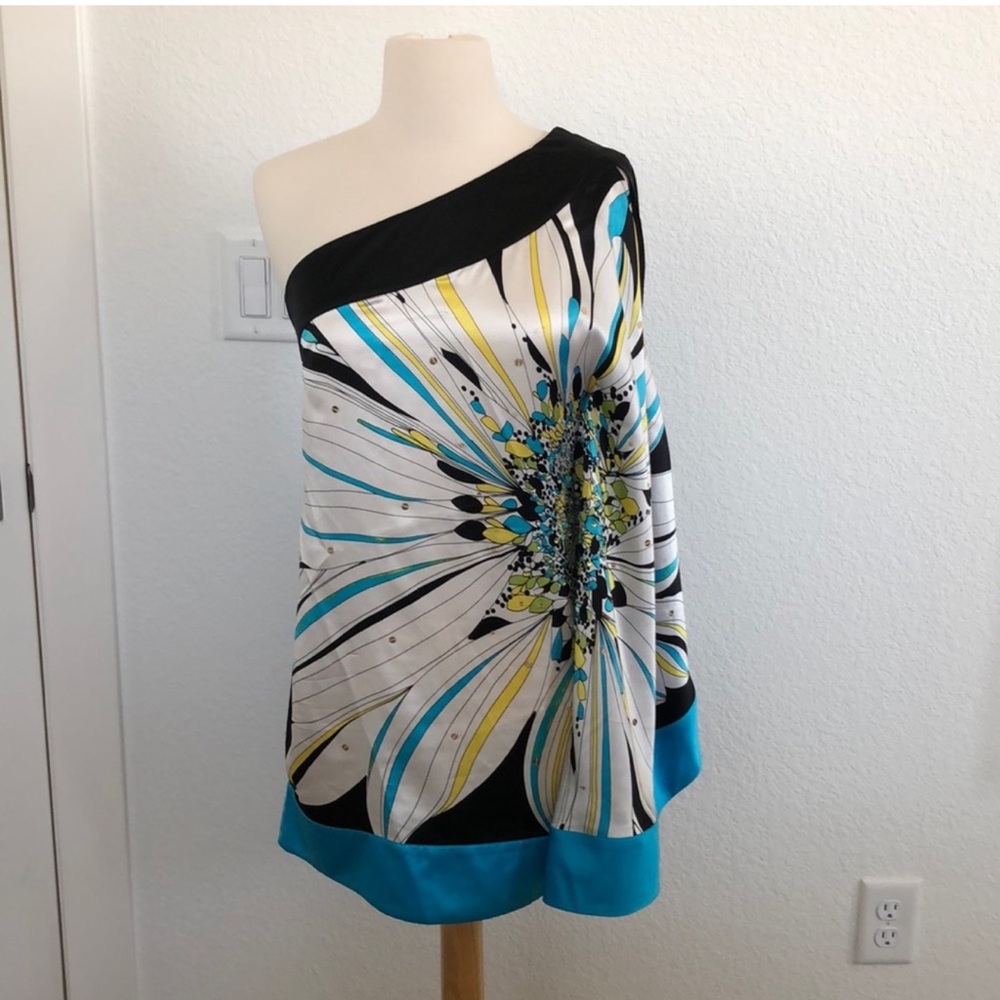 Bebe Silk One Shoulder Blouse
